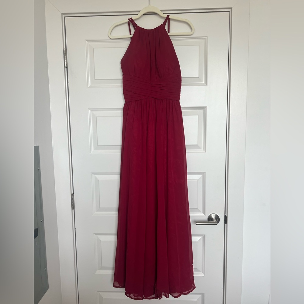 High Neck Burgundy Maxi Dress